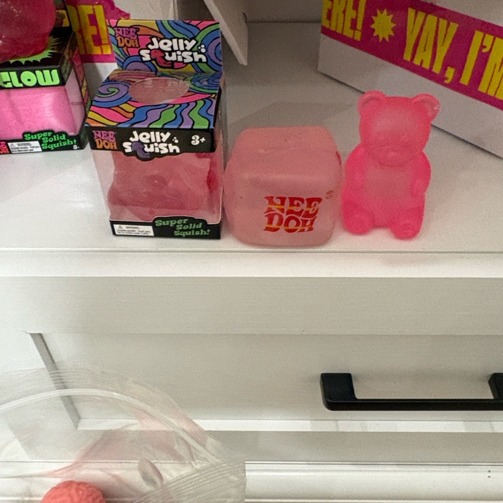 Jelly Squish Pink Squishy Set - 3 Pieces. 2 come in box, one box was destroyed.